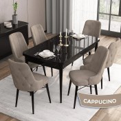 Resim Canisa Concept Iza Serisi,80 X 132 cm Mdf Açılabilir Siyah Mermer Desen Mutfak Masa Takımı, 6 Sandalye 