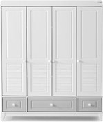 Resim Lorena 4 Kapılı Dolap, Bebek ve Genç Odası Dolap Beyaz - Gri 