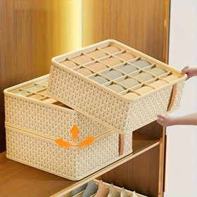 Resim 3 Adet Çekmece Düzenleyici, Dokuma Izgara Depolama Kutusu, İç Çamaşırı, Çorap Ve Aksesuarlar Için Çok Fonksiyonlu Ev Ve Yurt Gardırop Bölücü 