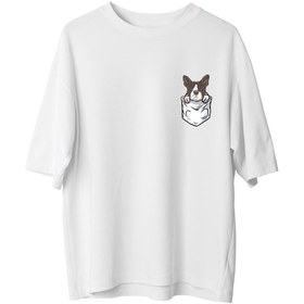 Resim Köpek Cep - Oversize T-Shirt - S / Kırmızı 