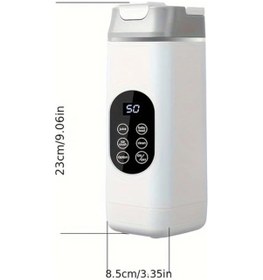 Resim Fochsia Beyaz Taşınabilir Usb Şarjlı 13 14.2 Ons Blender Meyve Sürahisi Dijital Ekran Paslanmaz Bıçak 