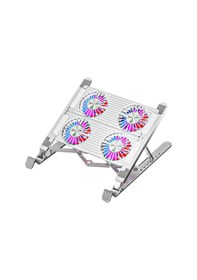 Resim Polham 4 Fanlı Rgb Işıklı Laptop Soğutucu Stand, 7 Kademeli Yükseklik Ayarlı Portatif Taşınabilir Stand 