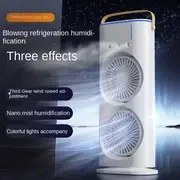 Resim Kompakt USB Hava Soğutucusu Çift Fanlı, Sis Soğutma ve Nem Artırma Fonksiyonu - İşyeri ve Ev için Verimli Masaüstü Fan 