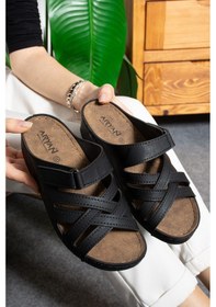 Resim Albishoes Hafif Topuk 4,5 Cm Siyah Kadın Rahat Günlük Terlik Siyah 