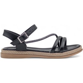 Resim Kaygısız Yan Atkılı Taşlı Kadın Sandalet Siyah 