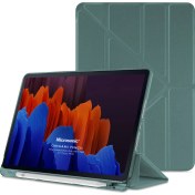 Resim Microsonic Galaxy Tab S7 Plus T970 Kılıf Origami Pencil Koyu Yeşil 