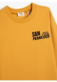 Resim Koton Erkek Çocuk Sweatshirt Uzun Kollu Bisiklet Yaka San Francisco Baskı Detaylı 001 Hardal 