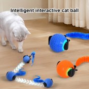 Resim Yeni Turuncu ve Mavi Akıllı İnteraktif Kedi Oyuncak Topu, Yükseltilmiş Çarpışma Algılama ve Gerçekçi Kuyruk ile Özelliktedir. 