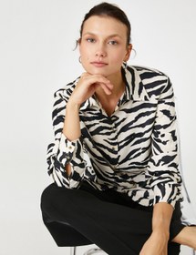 Resim Zebra Desenli Gömlek Uzun Kollu 