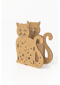 Resim Ahşap Kedi Kalemlik Ahşap 