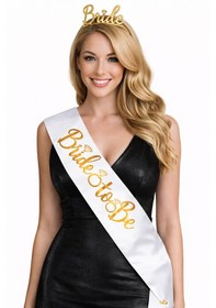 Resim Bride To Be 2li Taç Ve Kuşak Set Bekarlığa Veda Partisi Gold Altın Tüm Yaşlar 