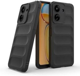 Resim M.TK moveteck Xiaomi Poco C65 Kılıf Kamera Korumalı Dalgalı Yumuşak Renkli Silikon Kapak içi Kadife Elde Kaymaz, Siyah, Tek Ebat, etnik-c65-siyah 