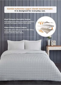 Resim Evlen Home Joy Pamuklu Yatak Örtüsü Seti Çift Kişilik 3 Parça Elyaf Dolgulu Yumuşak Günlük Yıkanabilir Beyaz 