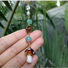 Resim Elmpaly Araba Aksesuarı Dikiz Aynası Süsü Şans Getiren İki Mantar Nazar Boncuğu Yonca Uğur Böceği 