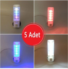 Resim Uzun Led Gece Lambası 0,5W Tasarruflu Işıklı Fişli Düğmeli 5 Adet(503909284) Çok Renkli 