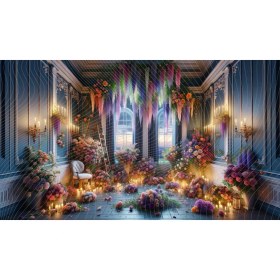 Resim Venspor Romantik Mum Işığı ve Çiçeklerle Bezeli Iç Mekan Arkaplan 200 x 150 cm Fon Duvar Örtüsü 