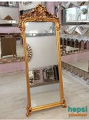 Resim Vintage Madam Model Altın Renk Varaklı Ayaklı Boy Aynası Altın 