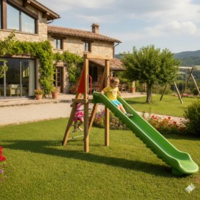 Resim Ahşap Çocuk Oyun Parkı - Tek Kaydıraklı Ekonomik Model H150 