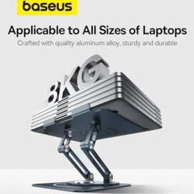 Resim Ayarlanabilir Dizüstü Bilgisayar Standı, 360 Derece Dönebilen Ayarlanabilir Dizüstü Bilgisayar Standı (Üç Katlı Versiyon) MacBook Air Pro, Xps, Hp Vb. Için Ergonomik Katlanabilir Stand 
