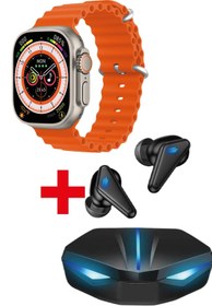 Resim Pazariz Gs8 Watch 8 Ultra Akıllı Saat Beyaz Watch + K55 Oyuncu Bluetooth Kulaklık Hediye 