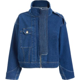 Resim Kadın Yüksek Yaka Denim Ceket - L 