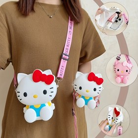 Resim 2 adet/1 adet Pembe Silikon Tam Vücut KT Kedi Çantası, Dikey Olarak Asılabilir, Sevimli Karikatür Beyaz Renkli Kedi Depolama Çantası, Beyaz ve Pembe Renklerde Mevcut, Seyahat ve Küçük Eşya Depolama İçin Uygun, Değişim, Kozmetik, Kulaklıklar Gibi 