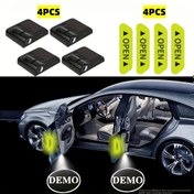 Resim OEM tarzı logo projeksiyonlu 4 adet Araba Kapı Hoş Geldin Işıkları, Orijinal Ekipmanlardan İlham Alan Evrensel Logo Projektörü ve 4 adet Yansıtıcı Araba Çıkartması, Kolay Kurulum - Çoğu Araçla Evrensel Uyumluluk 