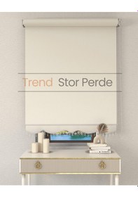 Resim Krem Stor Boncuklu Zebra Stor Güneşlik Perde Opak Krem 