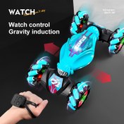 Resim 2.4Ghz Elde Tutulan Uzaktan Kumanda Twist Araba, Çocuklar İçin 8-12 Yaş Arası Erkek ve Kız Çocukları İçin Hareket Algılama Stunt Uzaktan Kumanda Oyuncak, Işıklar ve Müzikle Çift Kontrol Oyunu 360° Döndürme 