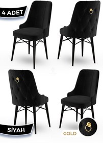 Resim Canisa Pare Serisi 4 Adet Siyah Sandalye 1.sınıf Babyface Ithal Kumaş Siyah Gürgen Ayak 