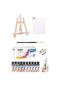 Resim Rich Texco 10x60ml Akrilik Boya Seramik Set Mini Şövale Seti 