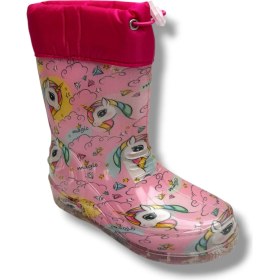 Resim Fifty 5 454-26 Unicorn Kürklü Su Geçirmez Yağmur Kız Çocuk Çizme 28-37 