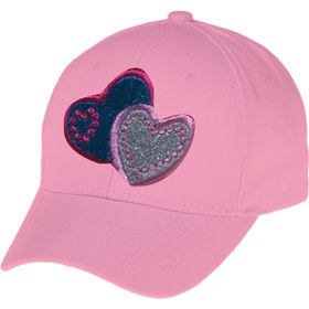 Resim Kitti Kız Bebek 1-3 Yaş Yazlık Siperli Kalp Figürlü Pamuklu Şapka 48 Cm 