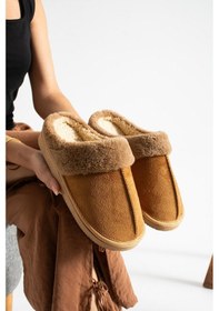 Resim Unisex Peluşlu Ev Terliği Taba 
