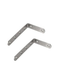 Resim 2x 125x75mm L Şekli Paslanmaz Çelik Raf Köşe Desteği Köşebent 