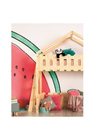 Resim MiniWood Markaawm Oyun Alanlı Ranza Montessori Yatak Ahşap Çocuk Ranza 