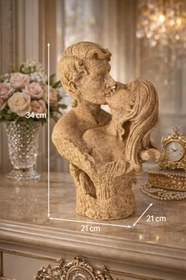 Resim Romantik Çift Heykeli – Polyester Dekoratif Biblo, Teras & Havuz Başı Dekoru 