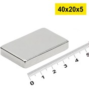 Resim 50 Adet 40x20x5mm Neodyum Magnet Güçlü N35 Mıknatıs Köşeli Nikel Kaplama 