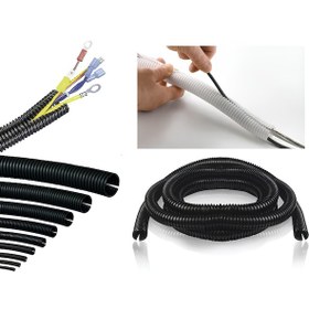 Resim 12 Mm Yarıklı Spiral Hortum 10 Metre Kablo Gizleme Izolasyon Borusu Esnek Siyah 