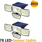 Resim Wangxi 2 Adet Yüksek Parlaklık 278 Led Güneş Duvar Lambası Ip65 Su Geçirmez Hareket Sensörlü Bahçe Garaj Aydınlatma 
