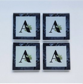 Resim Decorita Cam Bardak Altlığı Harfli Tasarım A Harfi 4'lü Takım 10 CM x 10 CM Çok Renkli 
