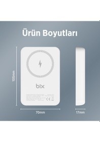 Resim Bix PB112 10000 mAh 15 W Kablosuz Şarj Destekli Powerbank Beyaz 