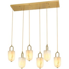 Resim Lampaluce Giulia Modern Tasarım Salon Avizesi Yemek Masası Üzeri Sarkıt 6'lı Eskitme - Sarı 