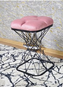 Resim Zafir Kare Siyah Boyalı Pembe Puf & Bench Puf Oturak - Bench - Ayak Ucu Oturak - Tabure - Makyaj Oturak Pembe 