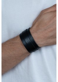 Resim Metal Tokalı Erkek Deri Bileklik Boyu Ayarlanabilir Adb13 