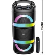 Resim Sunix 2400 Mah 4ıncx2 Kablosuz Mikrofonlu Led Işıklı Bluetooth Hoparlör Bts-110 