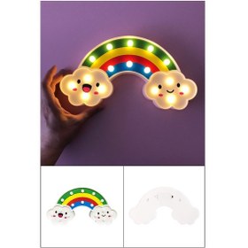Resim Rengarenk Gökkuşağı Bulut Led Işıklı Gece Lambası 