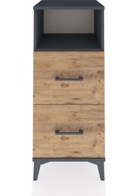 Resim Hyperion Komodin Tek Raflı 2 Çekmeceli 44x44x106 Antrasit-çam Antrasit 
