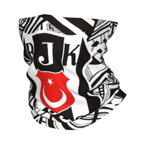 Resim Beşiktaş Rüzgar Geçirmez Bandana Boyun Kapağı - Motosiklet Kulübü için Siyah & Beyaz Geometrik Desenli Kırmızı Hilal ve JK Logolu, Unisex Yetişkin Yüz Maskesi, Yürüyüş, Açık Hava Aktiviteleri, Motokros Aksesuarları, Spor Tasarım, Nefes Alabilen Kumaş, Esnek Malzeme, Taktik Stil, Spor Boyunluk, Spor Severler İçin 