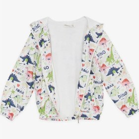 Resim Breeze Girls & Boys Erkek Çocuk Yağmurluk Savaşcı Dinozor Desenli 1-5 Yaş, Ekru 